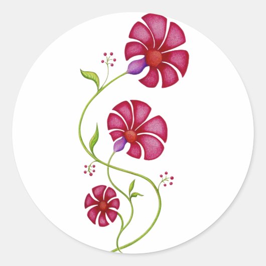 Provençaalse rode bloemen Sticker (Voorkant)
