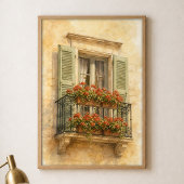 Provence Balkon Aquarel Traditionele Poster