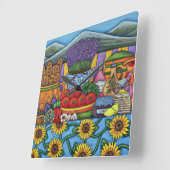 Provence Delights Square Wall Clock, Lisa Lorenz Vierkante Klok (Hoek)
