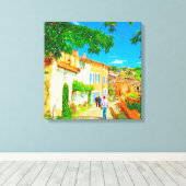 Provence dorp Menerbes, Frankrijk. Canvas Afdruk (Insitu (Houten vloer))