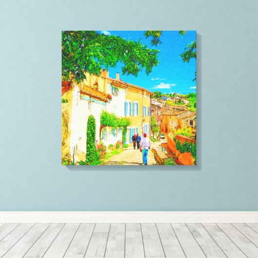Provence dorp Menerbes, Frankrijk. Canvas Afdruk (Insitu (Houten vloer))