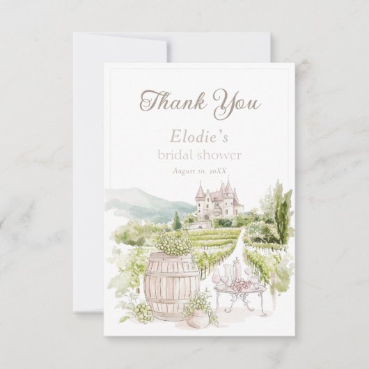 Provence Elegant Chateau Franse Country Bridal Bedankkaart (Voorkant)