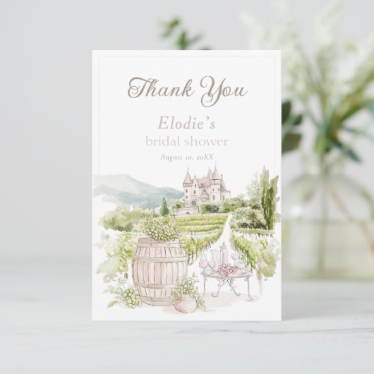 Provence Elegant Chateau Franse Country Bridal Bedankkaart (Staand voorkant)