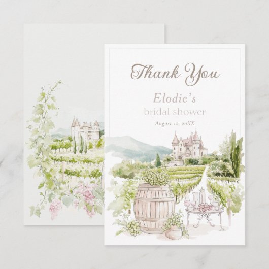 Provence Elegant Chateau Franse Country Bridal Bedankkaart (Voorkant / Achterkant)