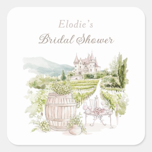 Provence Elegant Chateau French Country Bridal  Vierkante Sticker (Voorkant)