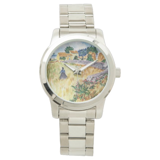 Provence Farmhouse Vincent Van Gogh Geïnspireerd Horloge (Voorkant)