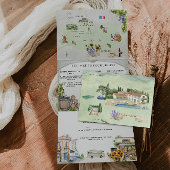 Provence Frankrijk | Geïllustreerde verjaardag Drieluik Uitnodiging