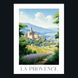 Provence - Frankrijk - illustratie Poster<br><div class="desc">La Provence is een regio in het zuidoosten van Frankrijk,  gelegen aan de grens met Italië en aan de Middellandse Zee. Het is beroemd om zijn gevarieerde landschap,  van de zuidelijke Alpen en de vlakten van Camargue tot de heuvels en olijfboomgaarden via de dennenbossen en de lavendelvelden.</div>
