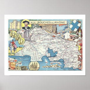 Provence Frankrijk  kaart Afdrukken Poster