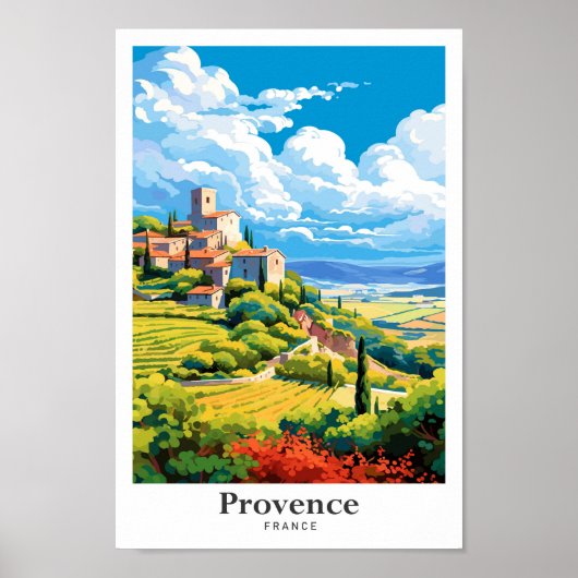 Provence Frankrijk Kunst Vintage Reizen Illustrati Poster (Voorkant)