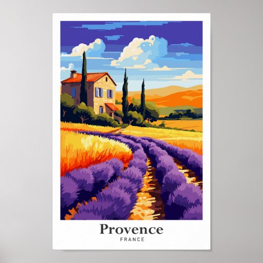 Provence Frankrijk Kunst Vintage Reizen Illustrati Poster (Voorkant)