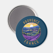 Provence Frankrijk Lavendel Retro Distress Circle Magneet (Voorkant / Achterkant)