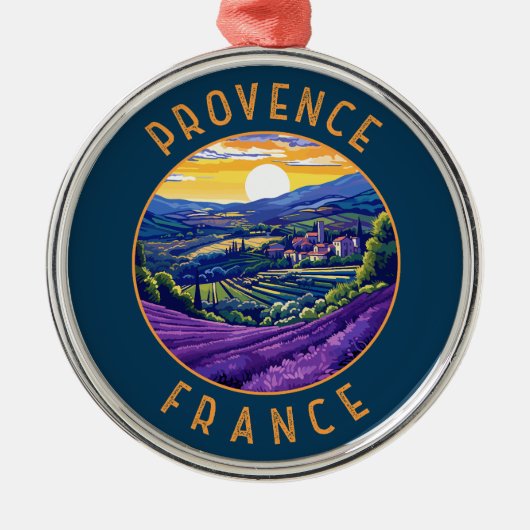 Provence Frankrijk Lavendel Retro Distress Circle Metalen Ornament (Voorkant)
