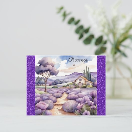 Provence Frankrijk Lavendel veld Waterverf Briefkaart (Staand voorkant)