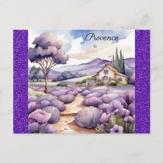 Provence Frankrijk Lavendel veld Waterverf Briefkaart (Voorkant)