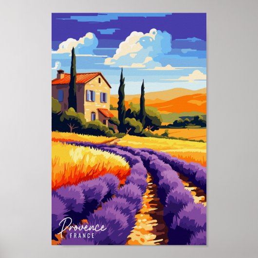 Provence Frankrijk Reizen Kunst Vintage Illustrati Poster (Voorkant)