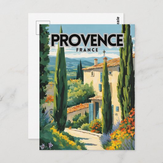 Provence Frankrijk Travel Poster Briefkaart (Voorkant / Achterkant)