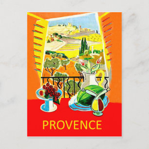 Provence, Frankrijk, uitzicht vanuit het raam, vin Briefkaart