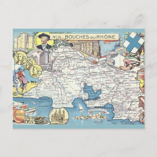 Provence Frankrijk Vintage Kaart (Voorkant)