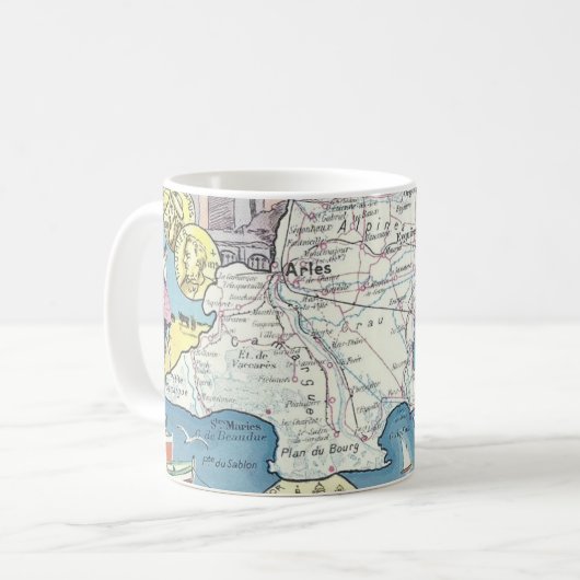 Provence Frankrijk Vintage Kaart Mok (Voorkant links)