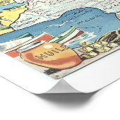 Provence Frankrijk Vintage Kaart Print (Hoek)
