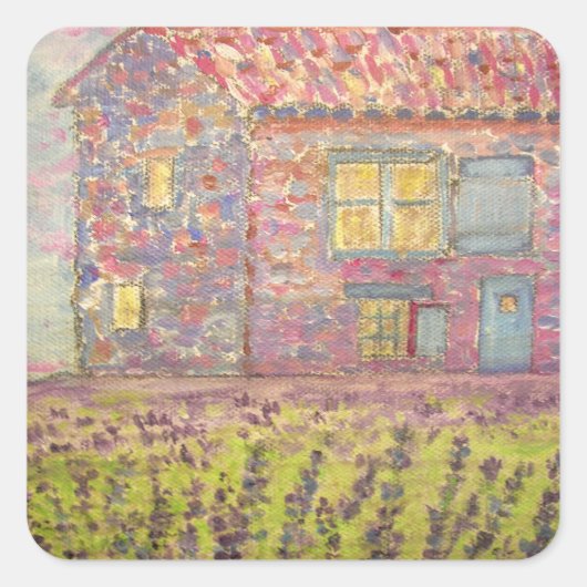 Provence House en Lavender Fields Vierkante Sticker (Voorkant)