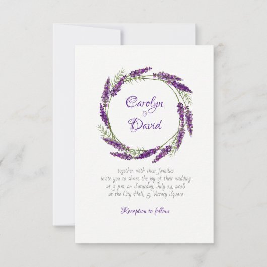 Provence lavander violette bruiloft uitnodiging (Voorkant)