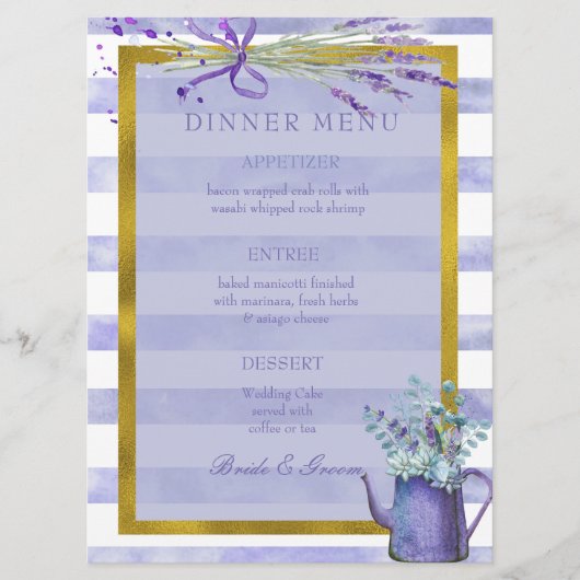 Provence Lavendel Paarse bloem bruiloft menu (Voorkant)