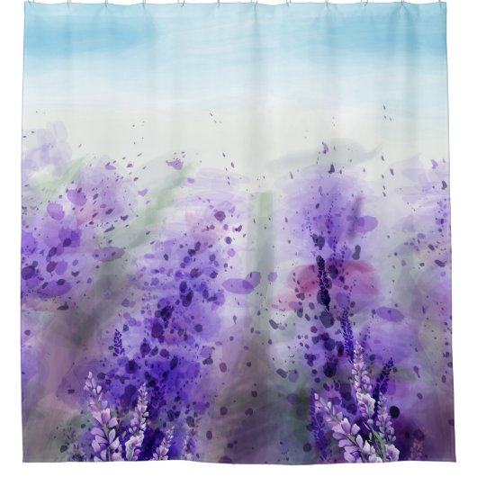 Provence Lavendel: Waterverf veld Douchegordijn (Voorkant)