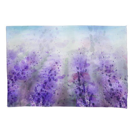 Provence Lavendel: Waterverf veld Kussensloop (Voorkant)