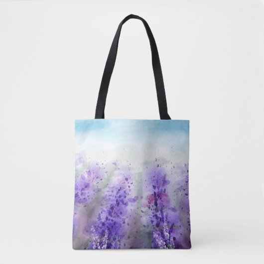 Provence Lavendel: Waterverf veld Tote Bag (Voorkant)
