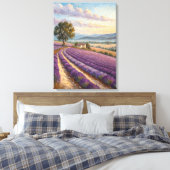 Provence Lavender Field Print. Canvas Afdruk (Insitu (Slaapkamer))
