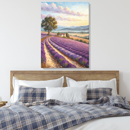 Provence Lavender Field Print. Canvas Afdruk (Insitu (Slaapkamer))