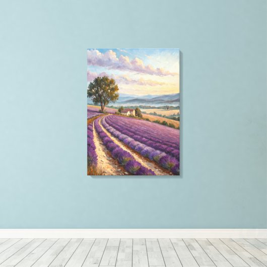 Provence Lavender Field Print. Canvas Afdruk (Insitu (Houten vloer))