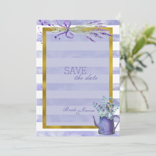 Provence Lavender Paars Flower SAVE the Date (Staand voorkant)