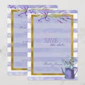 Provence Lavender Paars Flower SAVE the Date (Voorkant / Achterkant)