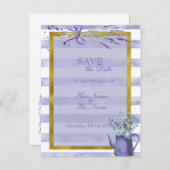 Provence Lavender Paars Flower SAVE the Date Aankondigingskaart (Voorkant / Achterkant)