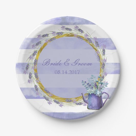 Provence Lavender Paarse Flower Floral Wedding Papieren Bordje (Voorkant)