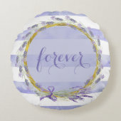 Provence Lavender Paarse Flower Weddenschap Foreve Rond Kussen (Voorkant)