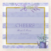 Provence Lavender Paarse Flower Wedding Cheers Glazen Onderzetter (Voorkant)