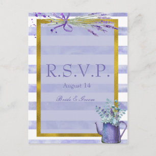 Provence Lavender Paarse Flower Wedding RSVP Uitnodiging Briefkaart