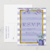 Provence Lavender Paarse Flower Wedding RSVP Uitnodiging Briefkaart (Voorkant / Achterkant)
