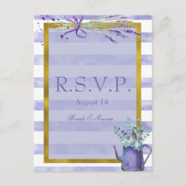 Provence Lavender Paarse Flower Wedding RSVP Uitnodiging Briefkaart