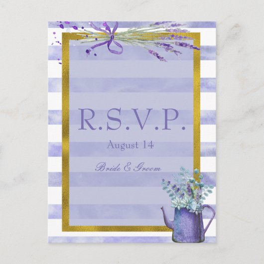 Provence Lavender Paarse Flower Wedding RSVP Uitnodiging Briefkaart (Voorkant)