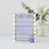 Provence Lavender Paarse Flower Wedding RSVP Uitnodiging Briefkaart (Staand voorkant)