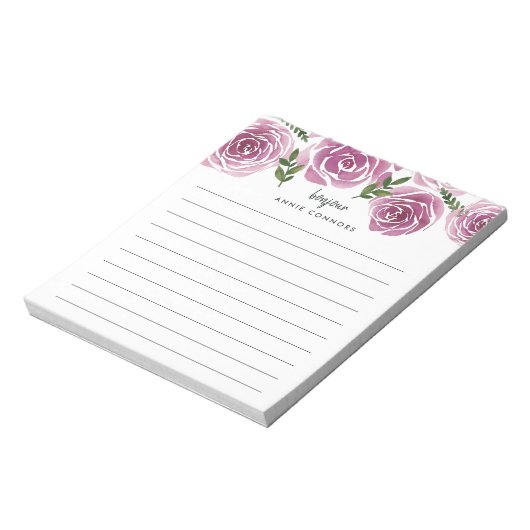 Provence Roos | Aangepaste Floral Notitieblok (Linkerzijde)