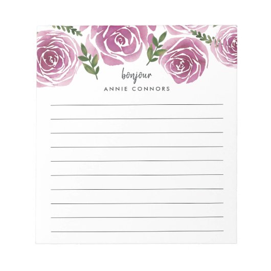 Provence Roos | Aangepaste Floral Notitieblok (Voorkant)