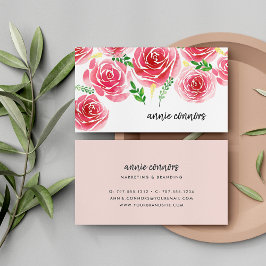 Provence Roos Waterverf Floral Visitekaartje