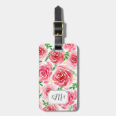 Provence Roze Monogram Bagagelabel (Voorkant verticaal)