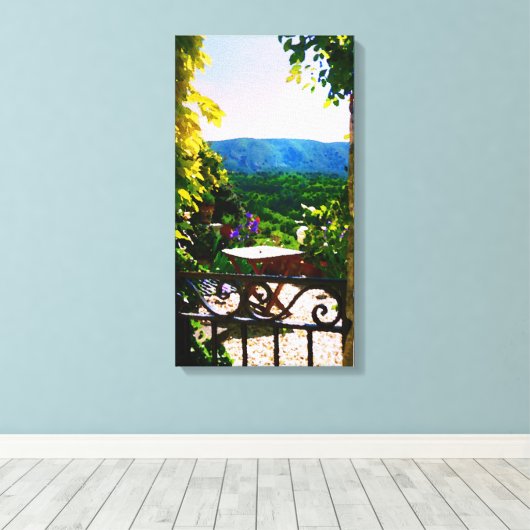Provence tuin uitzicht canvas afdruk (Insitu (Houten vloer))